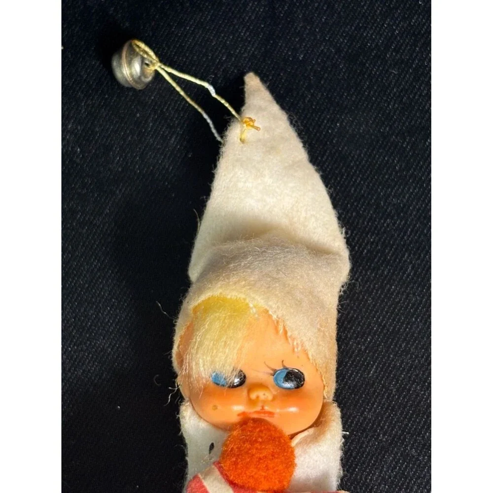 Vintage Kitschy Christmas Ornament Elf Pixie Made In Japan Sticker 6”